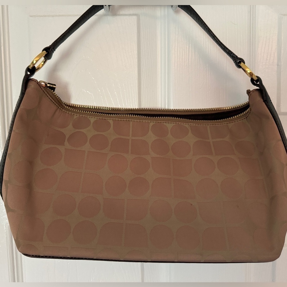 KATE SPADE ♠️ Tan Gold Dot Noel Jacquard Monogram Logo Shoulder Bag - Picture 5 of 7